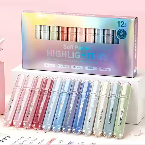 12 Pcs Highlighters Gradient color, Cute Pastel Highlighter Set, Quick-Dry, Soft Chisel Tip, No Blee