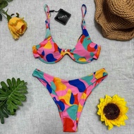 บิกินี่ ทูพีช Zaful แบบมีโครง ดันทรง #พร้อมส่งในไทย Sexy Bikini Rainbow push up bra # In stock