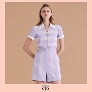 [asv ss25] Rita Short Sleeve Blouse เสื้อผู้หญิง แขนสั้น แต่งปกและเชือกร้อยที่คอเสื้อ ดีเทลเย็บกดลูก