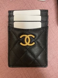 （sold)🈹🈹Chanel Card Holder 最新款卡包黑金荔枝牛皮