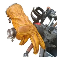 真皮觸控手套，騎乘順暢，經典咖啡賽車拋光手凝膠手掌