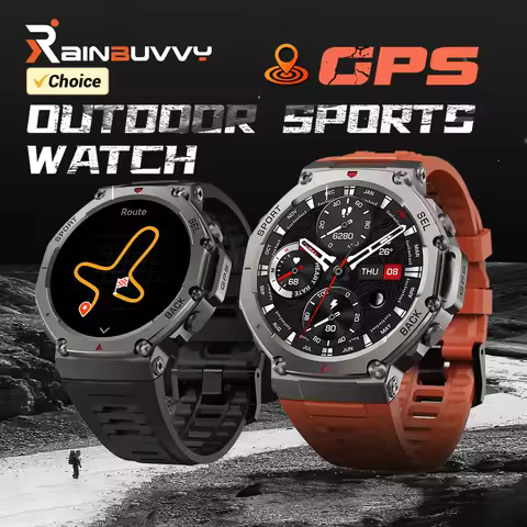 Rainbuvvy DM58 GPS Smart Watch 1.43 Inch AMOLED IPS Display 5ATM Waterproof Rugged Smartwatch