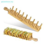greatshore Bamboo Taco Stand, 8-Slot Tray – Versatile Food Rack for Hard Shell Tacos & Tortillas, Ki