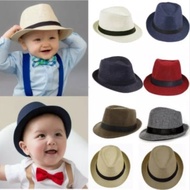 Ramie Fiber Cowboy Hat For Kids Fashion Fedora Hat For Kids New Model Children's Hat