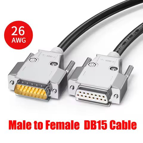 26AWG DB15 Double Shielded RS232 D-SUB Cable Metal 15 Pin Gold Plated Connector Male To Male To Fema