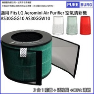 適用 LG AeroMini AS30GGG10 AS30GGW10空氣清新機 H13 級別 HEPA 濾網+活性碳濾網濾芯