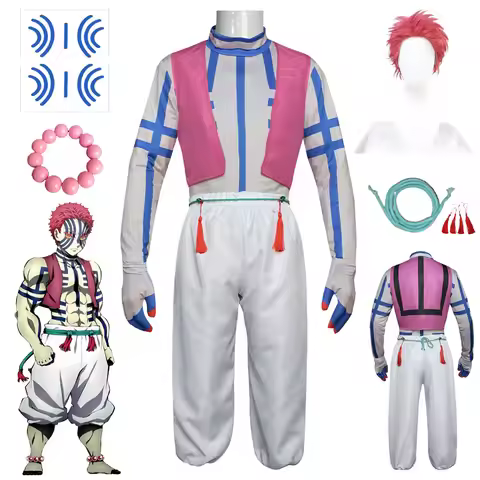 Akaza Cosplay Costume Akaza Uniform Wig Upper Moon Three Fighting Demon Full Set Anime Outfit for Me
