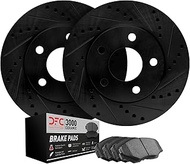 Dynamic Friction Company Front Brake Rotors-Drilled and Slotted-Black with 3000 Series Ceramic Brake