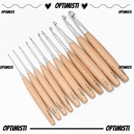 OPTIMISTI8E Knitting Crochet, Beech Wood Handle Long Crochet Hooks, 3-12mm Wood Handle Crochet