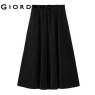 GIORDANO Women Skirts Mercerized Surface Elastic Waist Long Skirts Slant Pockets Simple Fashion Casu