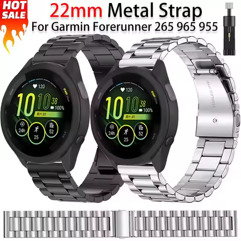 22mm Metal Strap For Garmin Forerunner 265 965 955 255 Music Luxury stainless steel wristband Garmin