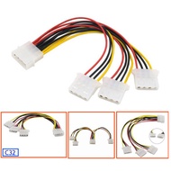 Universal Molex 4 Pin Female IDE  1 to 3 male Power Supply Splitter Extension Cable wire C32