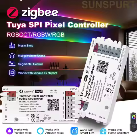 GLEDOPTO 3IN1 2.4G WiFi+Blu / ZigBee Tuya SPI Pixel Controller Dynamic Light Music Sync Smart Life f
