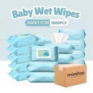 mixshop Baby Wet Wipes, 20 Pkt per Carton Total 1600 Sheets, SG ready stock wet  wipes