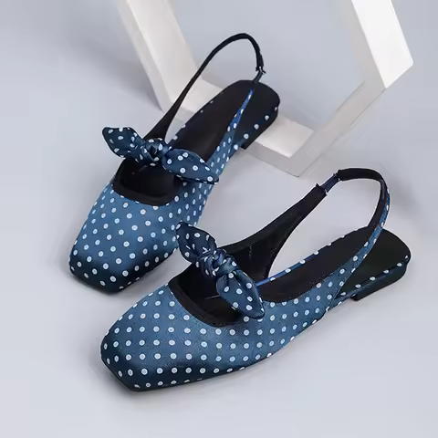 Summer Shoes Women Sandals Flat Polka Dot Elegant Ladies Brand Shoes Mary Jane Flat Sandals White Bl