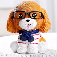 Cartoon Cartoon Glasses Puppy Piggy Bank Creative Couple Piggy Bank Children's Coin Bank Resin Deskt