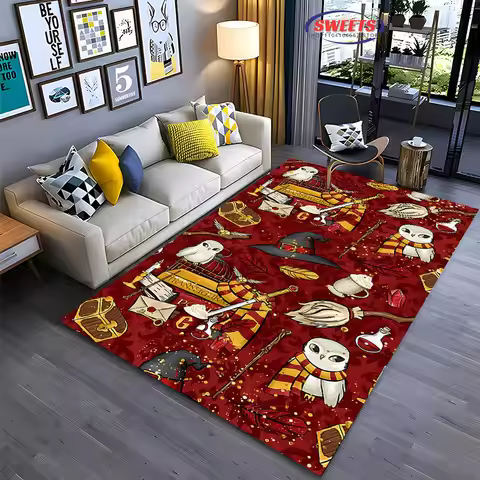 3D Magic Props Pattern Magic Hat Wand Floor Rug Carpet for Living Room Bedroom Sofa Mat Kitchen Door