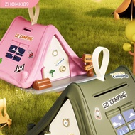 ZHOMKI89 Money Box, Key Lock Portable Cash Box, High Quality Tent Shaped Security Plastic Piggy Bank