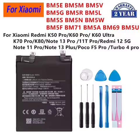 BM5W BM69 BM5U BM71 Battery For Xiaomi Redmi K50 K60 K70 Pro/K60 Ultra /K80/Note 13 11T Pro/Poco F6 
