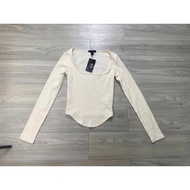 A243 square neck long sleeve shirt f21
