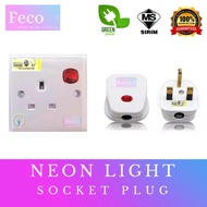 [SIRIM] BIG NEON SWITCH SOCKET PLUG TOP Wall Switches Slim Modern Switch Design 13A 15A MACHINE PLUG