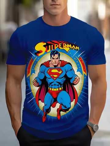 2026 New Hot Marvel Superman 3D Print T-shirt, Superhero Anime T-shirt, Superman T-shirt Man's Top G