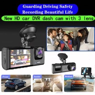 3 Cameras Dash Cam For Car Front And Back Full HD 1080P Driving Inside And Outside Camera