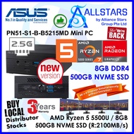 (ALLSTARS : We are Back/ Mini PC Promo) ASUS PN51 Ryzen5 5500U / PN51-S1-B-B5215MD +8GB 3200MHz+500GB NVME SSD+Unactivated MS Win10 Home (AMD Ryzen 5 5500U / Intel WiFi 6 / BT5.0 / 2.5G LAN / HDMI+DP / USB3.2 Type-C+Type-A / Wired KB+Mouse)