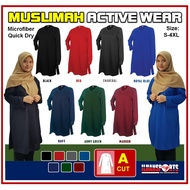 CLEAR STOK! MUSLIMAH ACTIVE WEAR | TSHIRT JERSI PLAIN QUICKDRY MICROFIBRE | S-4XL | BAJU SUKAN MUSLI