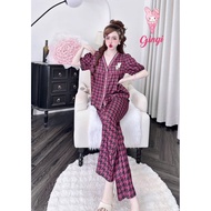 [January 30, 25]Short sleeves, long pants, Y-neck, soft, light and cool latin silk baby doll shirt