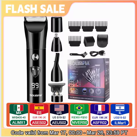 Solimpia Professional Hair Clipper Trimmer Groin & Body Trimmer Men Replaceable Electric Shaver Mult