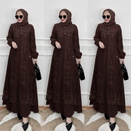 Hayya Dress New Brocade/ Muslim Dress Crinkle Mix Brocade Dress Hayya Dress Luxury Party Dress