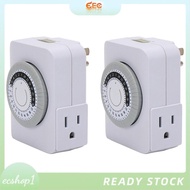 [ecshop1.ph] US Plug, 2Pcs 24-Hour Outlet Timer with 2 Grounded Outlets Timer Plug for Electrical Ou