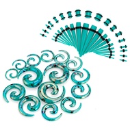 Acrylic Ear Stretching Kit Tapers Plugs Silicone Tunnels Gauges Expander 14G-00G Jewelry 50 Pieces S