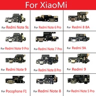 USB ชาร์จพอร์ต D Ock คณะกรรมการพร้อมไมโครโฟนโมดูล F LEX สายเคเบิลเชื่อมต่อชิ้นส่วนสำหรับ Xiaomi R Edmi หมายเหตุ9 8 7 6 5 P RO R Edmi 9 9A 8A 8 7 7A 6 6A Pocophone F1