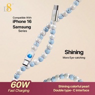 D8 USB C To Type C Cable, (3.3ft PD 60W) Fast Charging Type C Cable, Beaded Braided USB-C Cord Phone