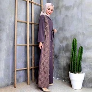 Ready Baju Gamis Pesta Brukat Wanita Modern Elina Dress Terbaru 2021