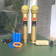Micro không dây karaoke Mu23 Màu xanh / HZ114 vàng tần số UHF pin sạc như điện thoại dùng cho âm ly