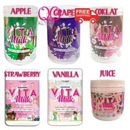 VITAMILK (Free Pos) Booster 550gm Coklat Juice Strawberry Vanilla Apple Grape ORI Awanees Vita Milk Original Chocolate