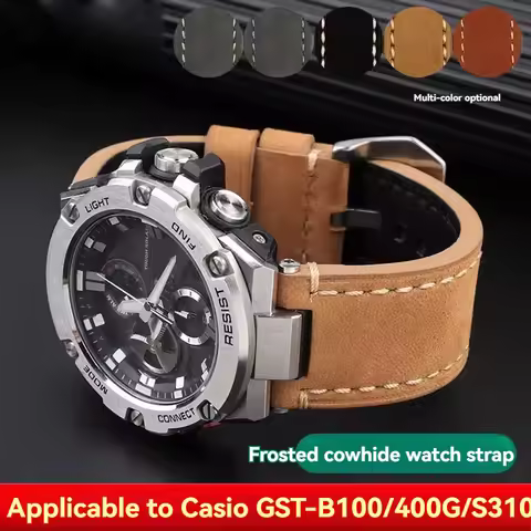 Vintage Cowhide Watchband For G-SHOCK Casio GST-W120L/W130L//S120/S100/S110 MTG-B1000 G1000 series W