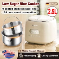 【Malay Plug】German Zemkon 2.5L Low Sugar Rice Cooker Electric Cooker Periuk Nasi Elektrik 304 Stainl