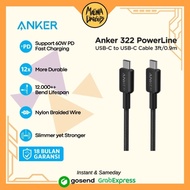 Anker 322 Cable Charger PD 60W 3A USB Type C to C Nylon Cable 1m - A81F5