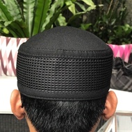 peci kopiah taliban iqmal warna hitam polos motif bulat - bulat kecil