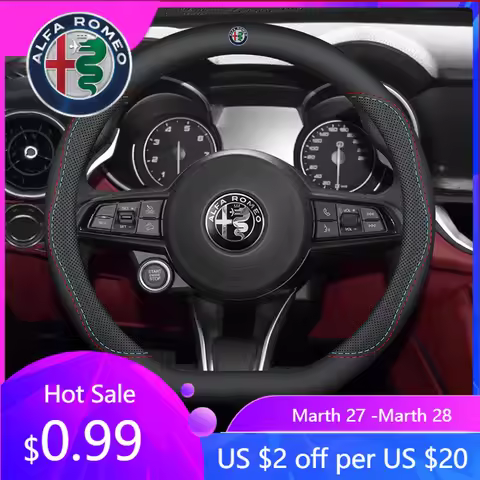 For Alfa Romeo Car Leather Non-slip Steering Wheel Cover For Alfa Romeo 4C 159 Spider Giulia Giuliet