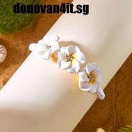 DONOVAN4IT Flower Bracelet, Boho Rhinestone Polymer Clay Braid Rope Bracelet, Retro Ocean Style Adju