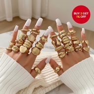 Set of 30 Metal Twisted Star Rings for Women, Hip Hop Fashion Jewelry  Set 30 Cincin Bintang Berpint