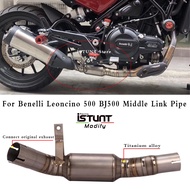 Motorcycle Exhaust Escape Titanium Alloy Middle Link Pipe Cat Delete Eliminator Enhanced Slip On For Benelli Leoncino 50