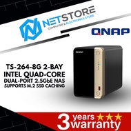 QNAP TS-264-8G 2-BAY INTEL QUAD-CORE DUAL-PORT 2.5GbE NAS SUPPORTS M.2 SSD CACHING