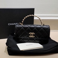 閒置新全套Chanel/香奈兒 黑色 珍珠 手柄 mini woc 超美珍珠手柄