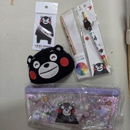 全部共$80不拆賣 Kumamon 全新全購自日本 熊本熊文具袋筆袋+彩色鉛筆 + 筆 + 防水貼紙  + 公仔頭散紙包 sf到付/大埔面交 #P